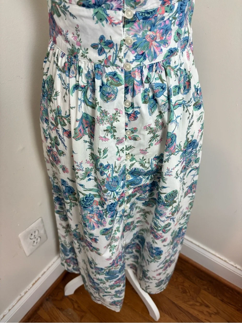 J.Crew Button-Front Cotton Poplin Dress in English Garden Size 00